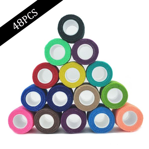 Sicurezza 24/48pcs Sport colorato auto adesiva elastico Bandaggio Bandage Elastoplast per cuscinetti del ginocchio Palma della caviglia della caviglia delle dita