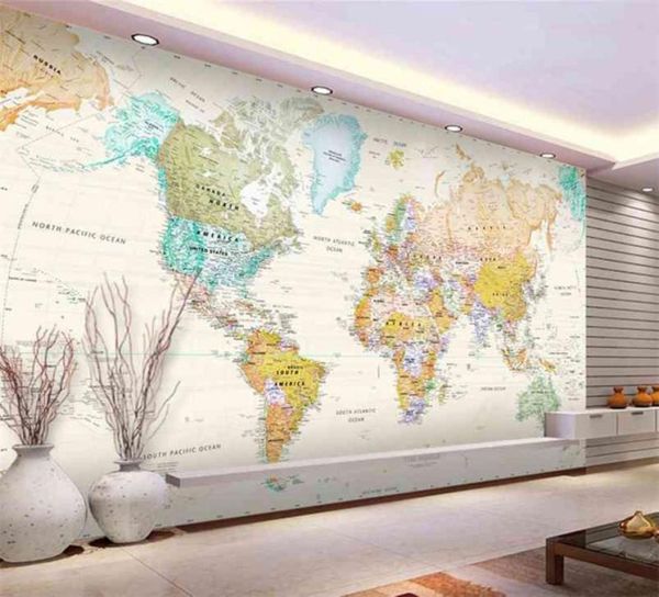 Пользовательские обои из какого -либо размера 3D Stereo World Map Fresco Living Room Office Изучение интерьера обои папель де Парде 3D 217057897