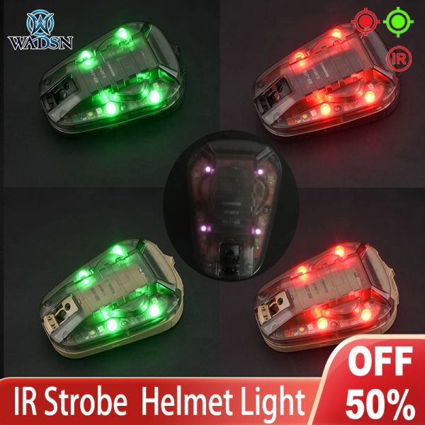 Luzes Wadsn Airsoft Sport Capacete Light Gen 3 Signal Green Red IR Ladybird Ladybird Lâmpada à prova d'água Sobrevivência Militar Capacete Luz