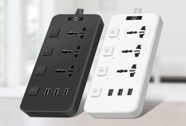 Akıllı Güç Fişleri Strip 3 USB 5V 2A Ports 2500 Joule 65 feet Uzatma Kablosu Durdurma Koruyucusu Yurt Odası için