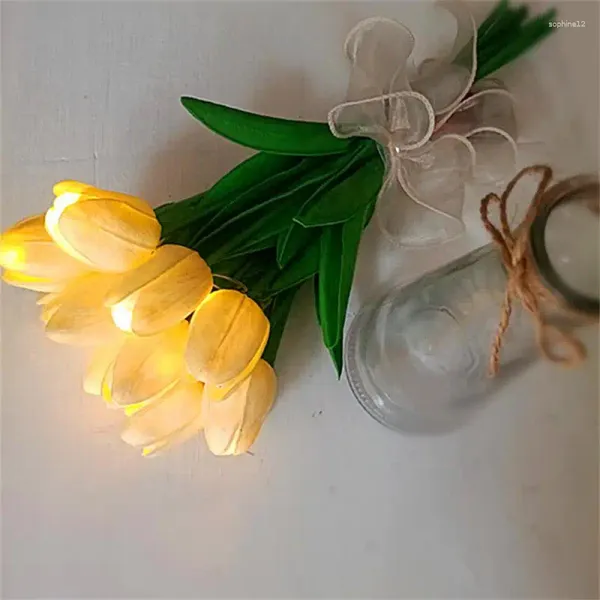 Dekoratif Çiçekler Düğün Sevgililer Evi Parti Odası Saksı Hediye Atmosfer Masa Lambası El Yapımı Çiçek Lale Gece Işıkları Romantik Dekor
