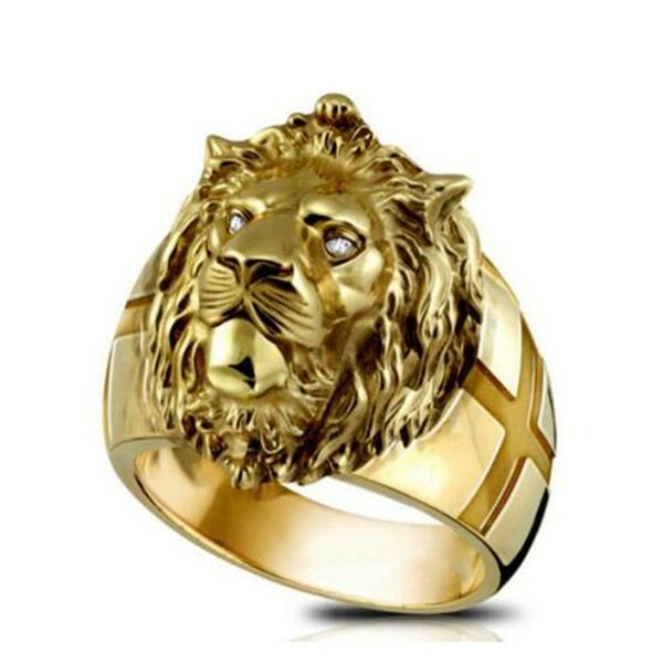 Anello maschile Golden Lion Head, anello incrociato personalizzato europeo e americano, copricapo maschile AB133