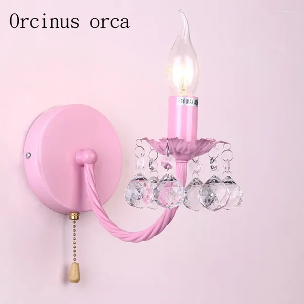 Lâmpada de parede rosa Cristal Children's Room Princesa Garota Quarto Dining Warm Creative White