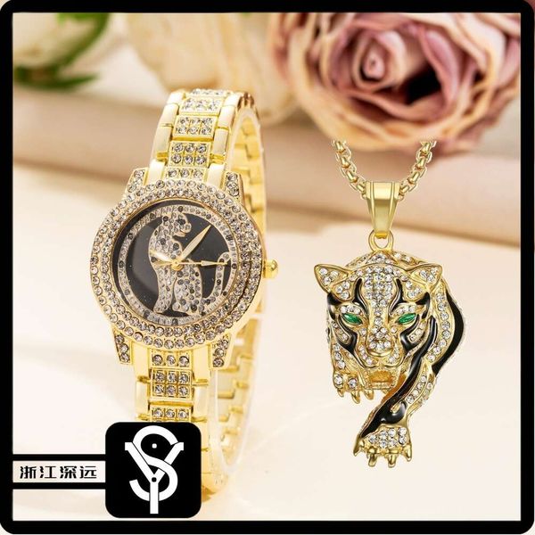 Nuova cravatta per diamanti da donna set calda venduta elemento leopardo orologio