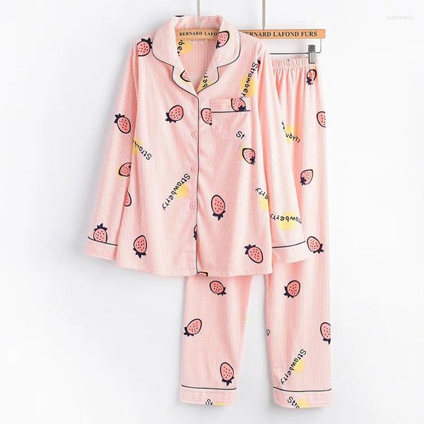 Abbigliamento da casa 2024 Autumn Women Ladies Sexy Stampato in pajamas set top a maniche lunghe pantaloni da sonno abbigliamento cartone animato Mujer Nightwearwear Pajama