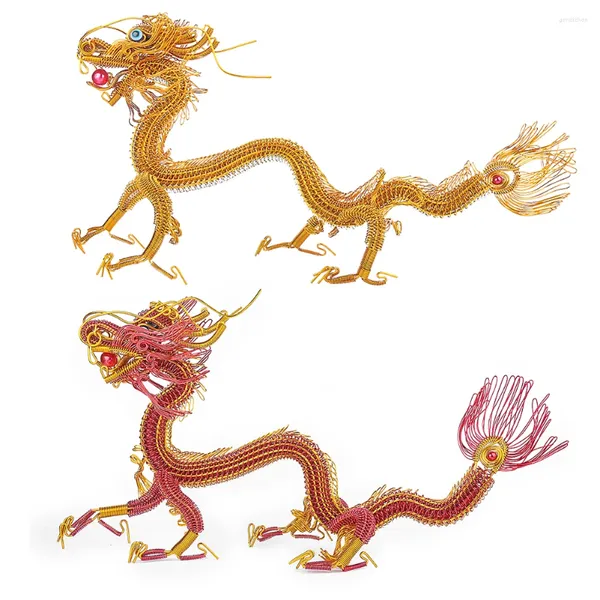 Figurine decorative 50 cm 3d Grande cinese Drago cinese mitico animale in alluminio Weave Hishicraft Chinoiserie Souvenir Mascot Decor dell'ufficio