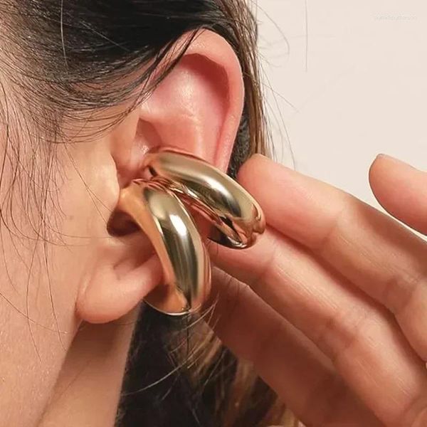 Brincos de garanhão de aço inoxidável da moda clipe redondo de tamanho grande para o tubo de parafuso de parafuso de ouro feminino acessórios de jóias de orelha grossa