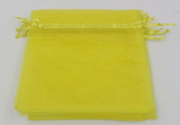 Limão Amarelo 7x9cm 9x11cm 13x18cm Organza Jóias Bolsas de Bolsa para Favores de Casamento Acessórios