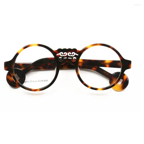 Óculos de sol Quadrões vintage Rodada de 47 mm Acetato Tortoise Black Eyeglass Full Men Mulheres Mance