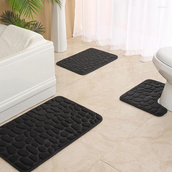 Badmatten langsam abprallten Badezimmer Matte Set Wasser saugfähige Teppiche Toilettenbadewesen Seitenboden Teppiche Memory Foam Anti-Slip Home Feet Pad Pad