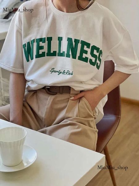 Frauen T -Shirt Wellness Sporty Rich Kreativität Brief weibliche Baumwoll -T -Shing -Kleidung übergroße Retro Street T -Shirts Persönlichkeit Damen Kurzarm 911