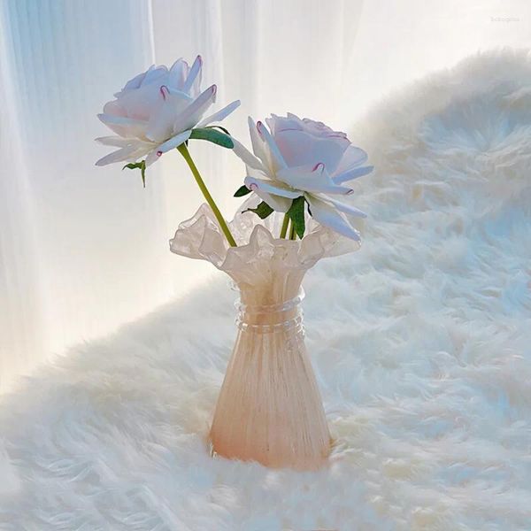 Vasen Original Vase Decoration Elegantes modernes Glas einzigartiger Hochzeit im Freien European Tisch Minimalistischer Kristall Floreros Raumdekoration