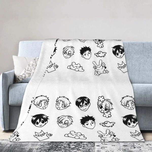 Coperte Ouran Host Club Doodles coperta sofferenza morbida flanella calda peluche per il soggiorno da letto divano da viaggio da picnic