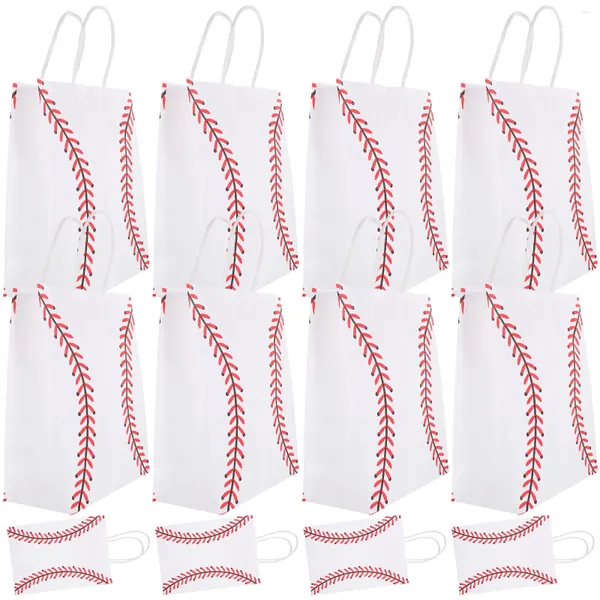 Geschenkverpackung 12 PCs Baseballbeutel kleine Taschen bevorzugt Sportsnackpapier Kraft mit Griffen Baseballs