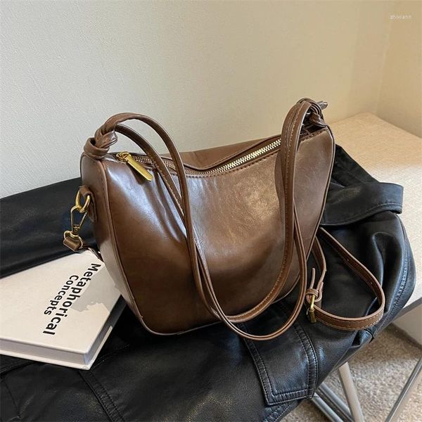 Hobo de grande capacidade PU HOBOS ombro e bolsas de crossbody Zipper Hand versátil simples para mulheres 2024 Marca de moda à venda