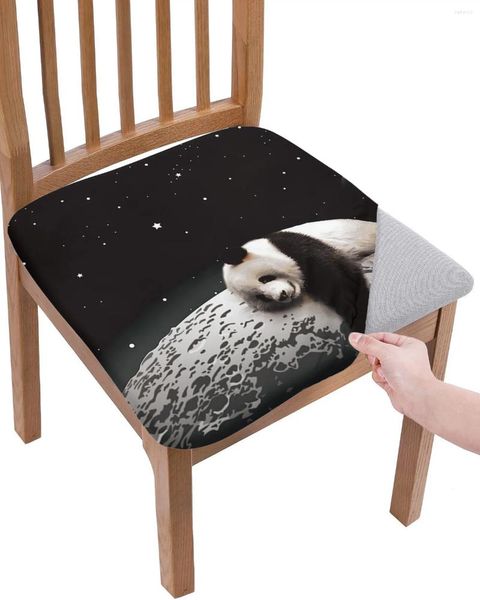 Chaves Chaves Moon Night Sky Star Panda Black Seat Cushion Capas de refeições esticadas para casa para casa El Banquet Sala