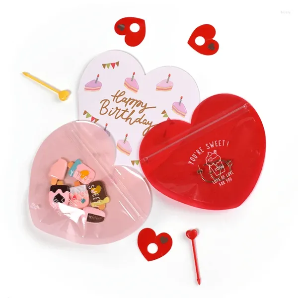 Wrap regalo 10pcs sacca auto -sigillatura a forma di cuore Display rosa Display Gioielli di stoccaggio Cancini Cookie Packaging Decorazioni per feste di nozze