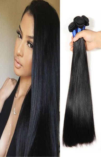 8A класса прямые перуанские волосы 3 пучки шелк прямой необработанные малазийские пакеты для волос Mink Бразильские индийские наращивания волос C5478867