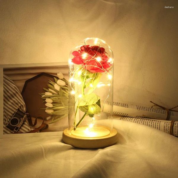 Dekorative Blumen LED LED ZCHRECHTE GALAXIE ROSE HANDELT mit 24 Karat Gold Folie elegantes dauerhaftes Symbol für bezaubernde strahlend