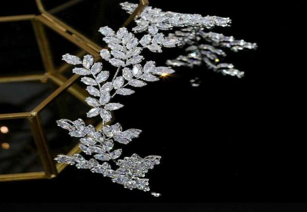 Tiaras asnora Nuove diademi Accessori per capelli di alta qualità per matrimoni 3A CZ a foglia a foglia a fascia da sposa Parade Parade Parade AI007356813100