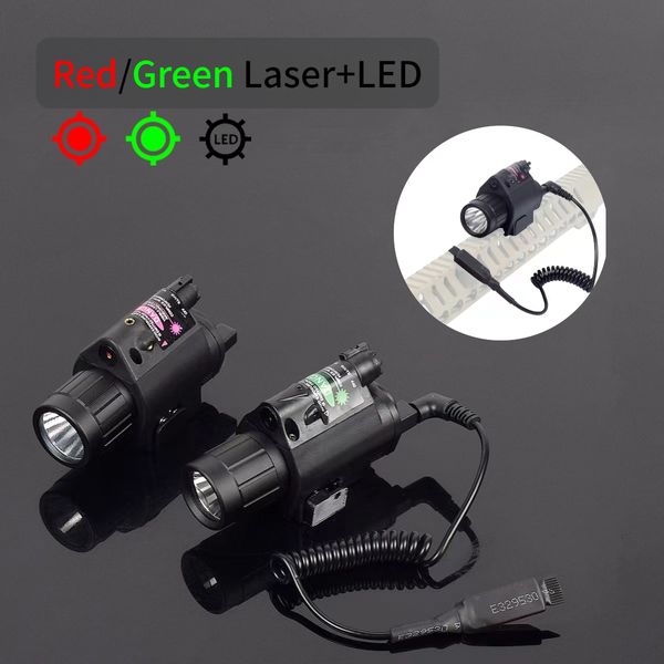 LED taktik el feneri yeşili kırmızı nokta lazer görüşü 20mm raylara uyuyor