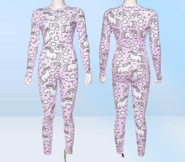 Rainbow Unicorn Print Rompers da donna salto da donna Sporty Bodyness Fitness Fitness Active SuitSuits Cute Girl T2004015626152