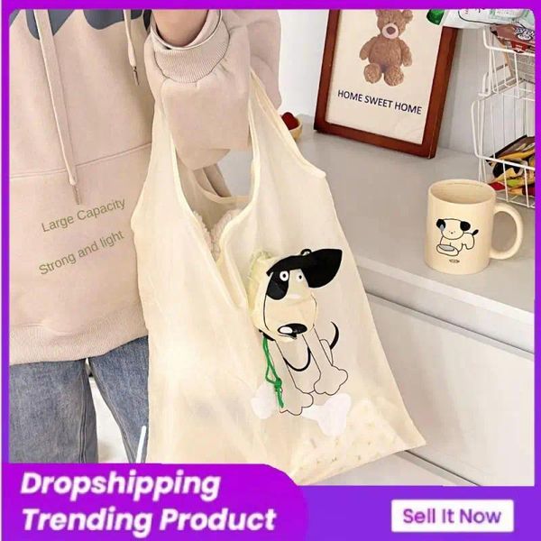 Aufbewahrungstaschen Welpenklapper Einkaufstasche Langlebige Cartoon -Tasche große, Kapazität geformte faltbare Handtasche