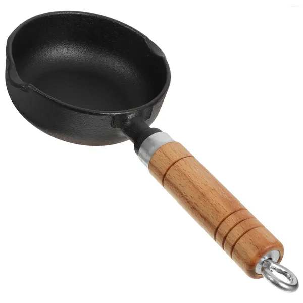 Panela molho de panela com tampa mini panela de ferro fundido despeja de óleo wok no pequeno metal de rejeição