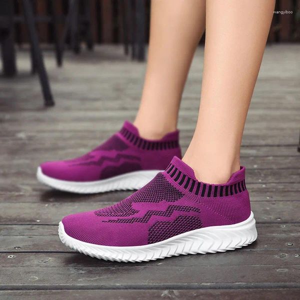 Scarpe casual Slip Fashion Summer On Mesh Sock for Women 2024 Ladies Lightweight Sneakers traspirante Zapatillas de Deporte