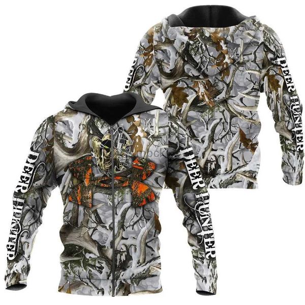 Sweatshirts Erkek Ceket Geyik Avı Camo 3d Tüm Baskılı Erkek Hoodie Harajuku Moda Sweatshirt Unisex Sıradan Ceket Kazak 240412