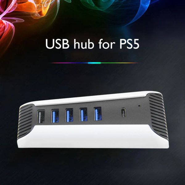 Adapter USB Hub USB2.0 Splitter Expander Extension Hochgeschwindigkeitsadapter 1 bis 5 Multi -Ports für PS5/PlayStation 5 -Plug -and -Play -Zubehör