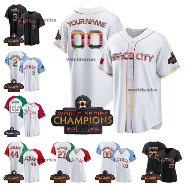 2024 México Astros 44 Alvarez Custom Baseball Jersey 27 Altuve 2 Bregman 3 Pena Housons Justin Verlanderframber Valdez 71 Josh Hader Jeff Bagwell Bryan Jose Abreu