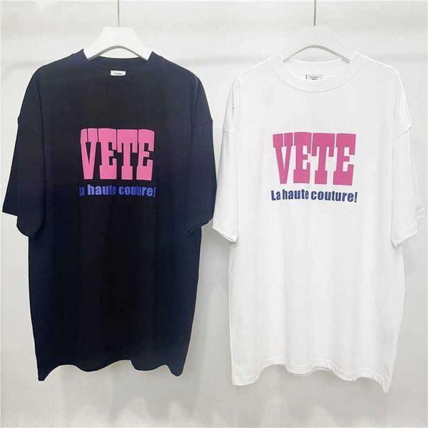 T-shirt da uomo 2024SS Maglietta di alta qualità Maglietta da uomo 1 Vetements Tessuto spesso camicie da donna doppia top con stampa VTM Abbigliamento da uomo Vtm