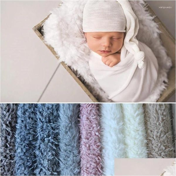 Decken wickeln 2024 Geborener Hintergrund Faux Fell Flokati Teppich Decke Shooting Studio Accessoires Baby POFORY Requisiten für Korb Stuff Stuffdro otwpff