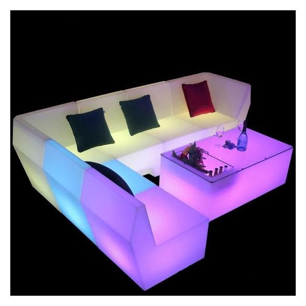 Kommerzielle Möbel LED Light Sofa Couchtisch Kombination Bar Club KTV Zimmerkarte Sitz und Stuhl Kreative Persönlichkeitschalter Al02 Dhdoh