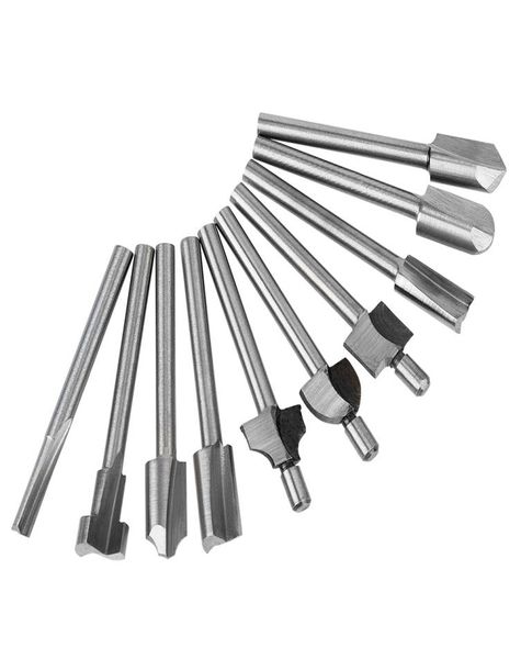 10pcslot 18 mini gambo HSS Bit router di carpenteria adattati Dremel Rotary Tools Bits Woodworking Router Bits Cutter8864965