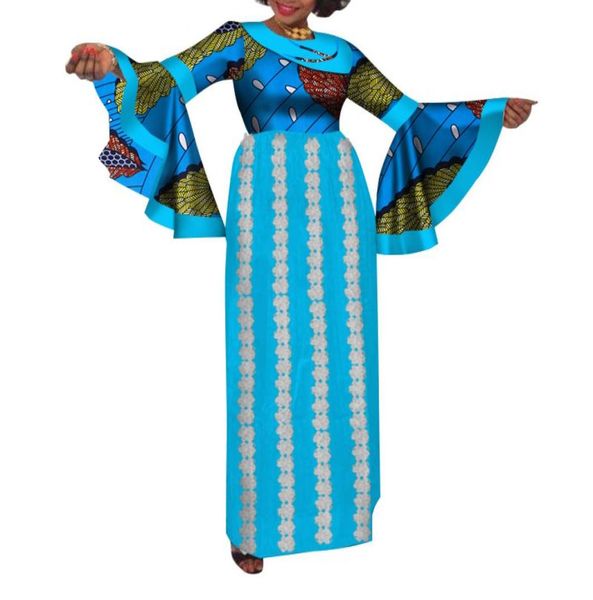 Moda Sleeve Sleeve African Vestres for Women Autumn Elegant Dress Long Print Cotton Maxi Dress Private Custom Plus Size WY12955436344
