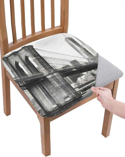 Stuhlabdeckungen York City Bridge Gebäude Sitzung Kissen Stretch Dining 2PCS Cover Rutschbezüge für das Wohnzimmer im Haus