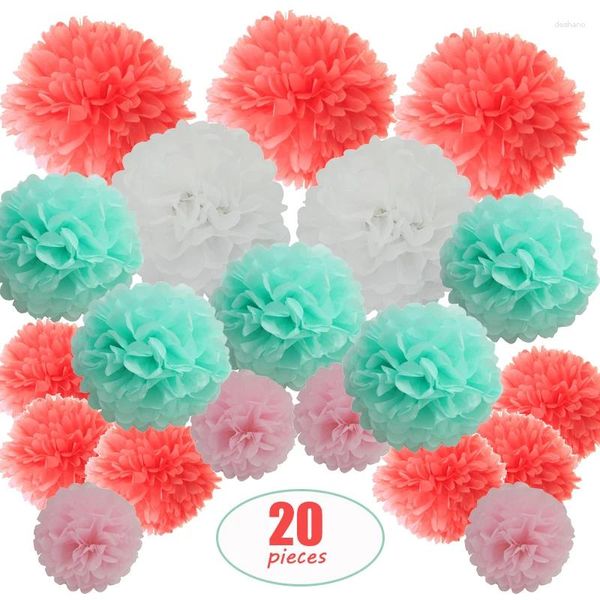 Party-Dekoration 20 Stcs Gewebepapier Pom Pom Pom Blume gemischte Farbgröße 8 