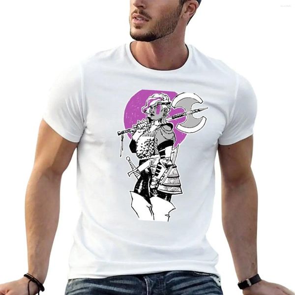 Polos masculinos Purple Warrior - Labrys Amazon Queer Fighter T -shirt Manga curta Tee Sports Fãs de roupas vintage Camiseta para homens