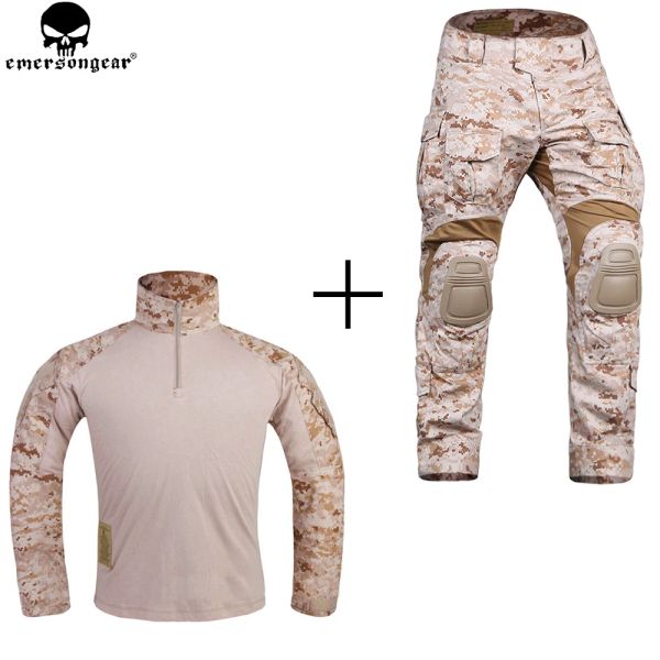 Pantaloni emersongoni nuovi g3 uniforme da combattimento caccia all'esercito militare camicia multicam camicia tattica con ginocchini AOR1 deserto