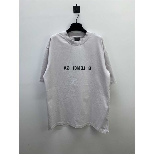Высококачественная дизайнерская одежда Летняя модная зеркала обратная буква печать унисекс футболка с коротким рукавом с коротким рукавом