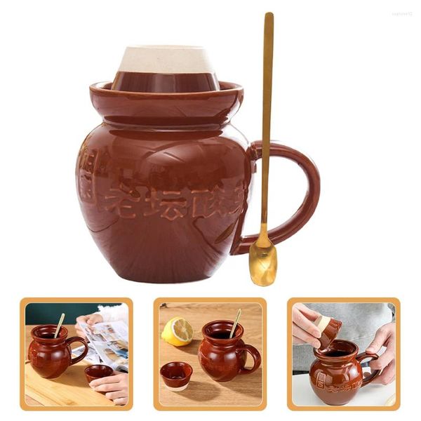 Geschirrsets Gurkenglas -Form Funny Gift Coffee Coffee Tassen Deckel Keramik Wasser Home Dekorative Trinken chinesischer Stil