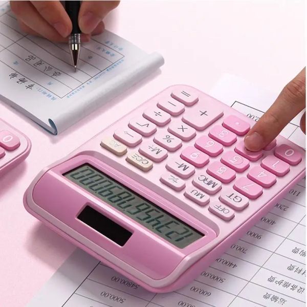 Calculadoras calculadoras trompete mini calculadora pequena menina fofa rosa estudante compactável estudante portátil calculadora branca de material suprimentos solar