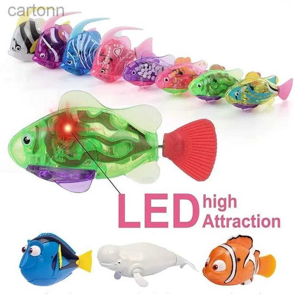 Badspielzeug 1PC Babyparty -Spielzeug simuliertes Fisch Magische Licht erfassen Fisch A Simuliertes elektrischer Fisch, der Duschspielzeug schwimmen kann 240413