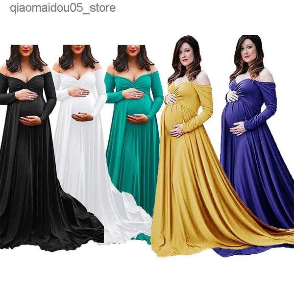 Vestidos de maternidade vestido feminino grávida photoshot roupas novas roupas fotográficas de manga curta de gola traseira em gola de renda de gola alta