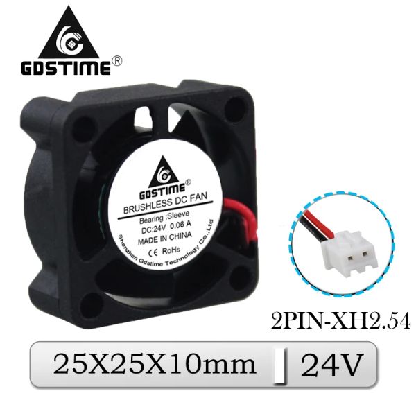 Охлаждение 10pcs GDStime DC 24V 25x25x10 мм 25 мм осевой вентилятор осевого охладителя 2510 2 см бесщеточный микрокаточный микрокам