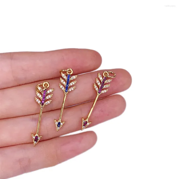 Colares pendentes Moda de flecha colorida CZ cubic zirconia dourado colar acessórios de pulseira para jóias DIY Fazendo encantos