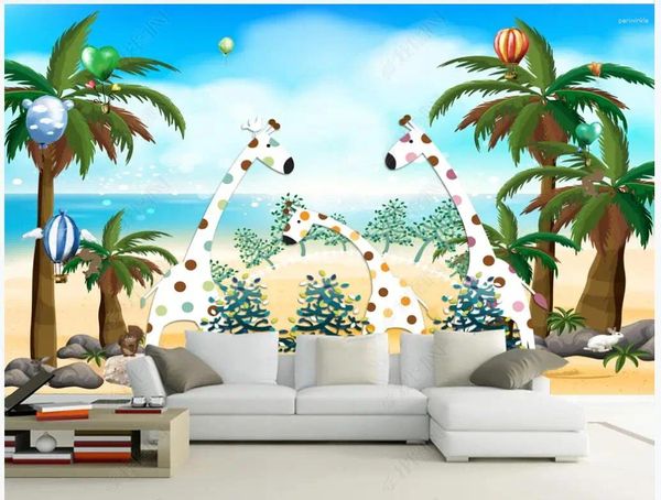 Sfondi personalizzati da carta da parati personalizzati per pareti 3 d murales fresche beach albero bellissimo cartone animato per bambini in fondo per bambini