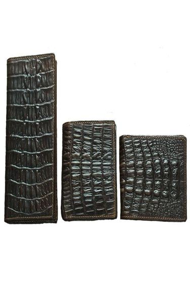 Markendesigner Crocodile Skin Wallet Man Cowhide Biofalten kurz Geldbörse Krokodil Leder Brieftet Männer Lang Geld Bag Card Halter9504936